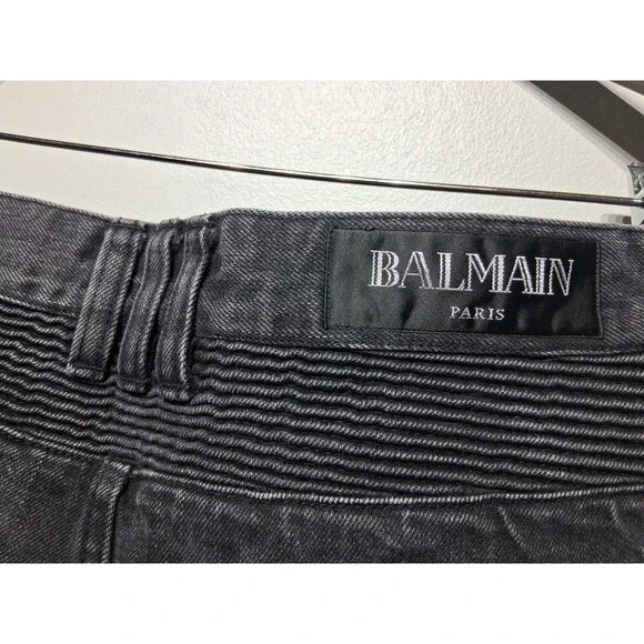Balmain Men's Grey Biker Jeans Made In Japan Size 34 - Picture 5 of 10